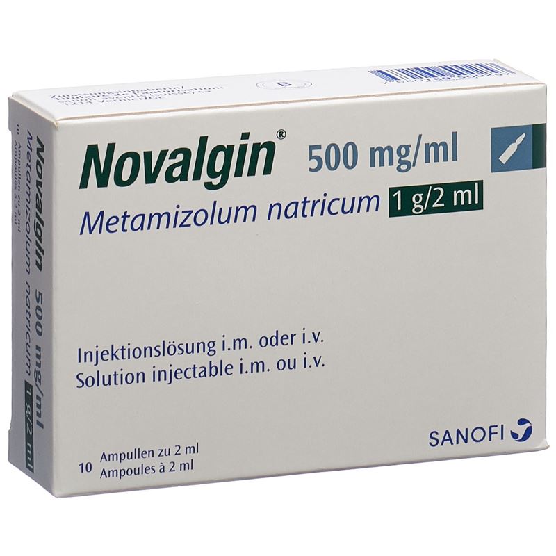 NOVALGIN Inj Lös 1 g/2ml i.m./i.v 10 Amp 2 ml