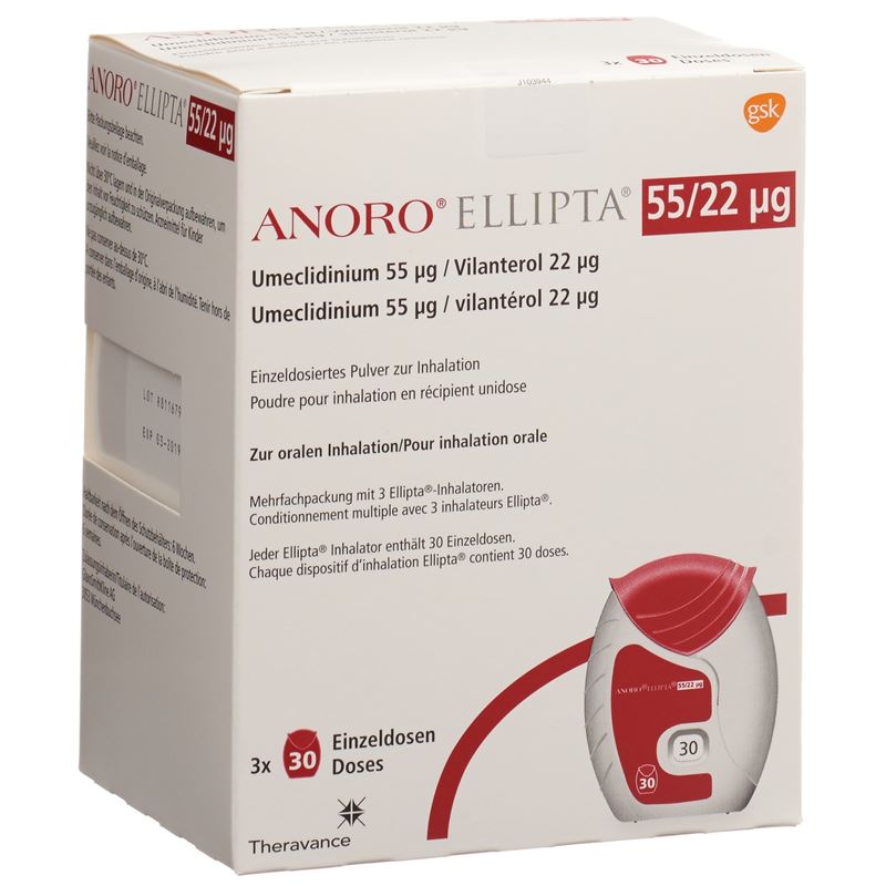 ANORO ELLIPTA Inh Plv 55mcg/22mcg 3 x 30 Dos