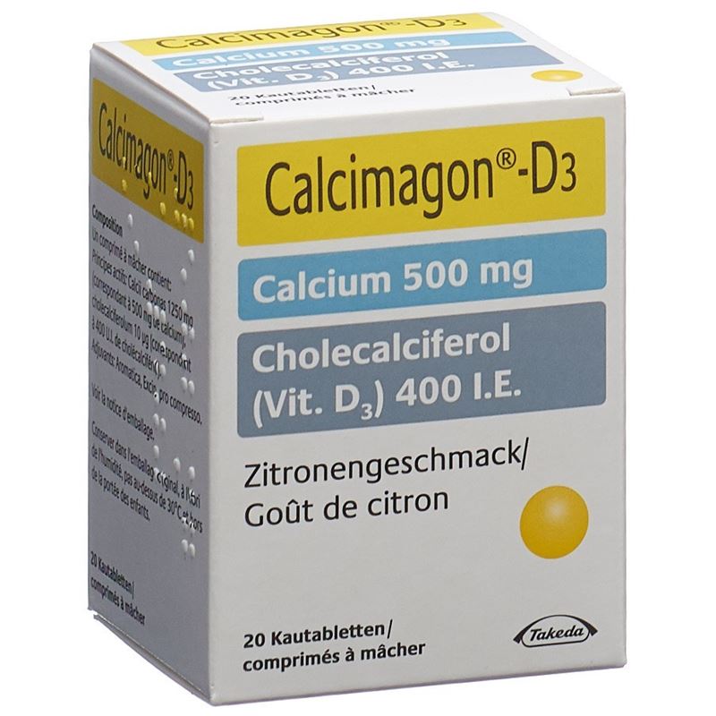 CALCIMAGON D3 Kautabl 500/400 Zitrone 20 Stk