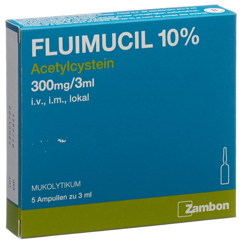 FLUIMUCIL 10% Inj Lös 300 mg/3ml 5 Amp 3 ml