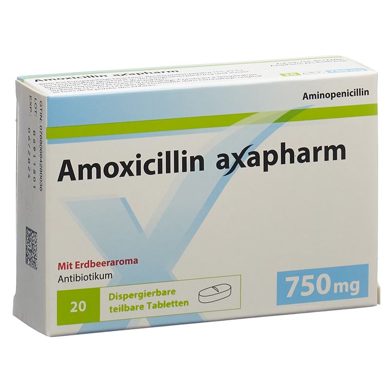 AMOXICILLIN axapharm Disp Tabl 750 mg 20 Stk