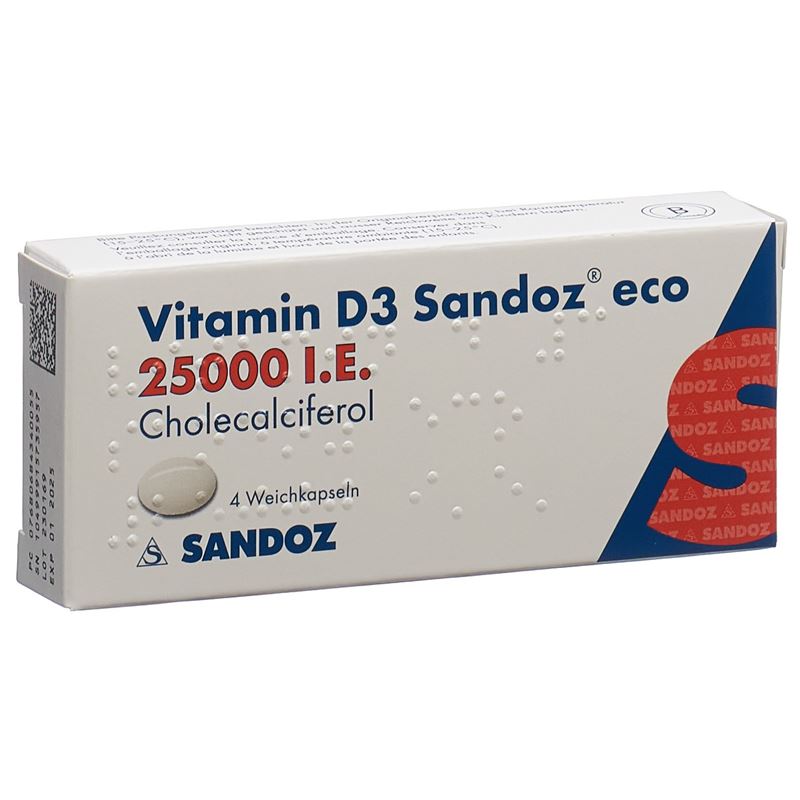 VITAMIN D3 Sandoz eco Weichkaps 25000 IE 4 Stk